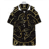 Gold And Black Pisces Sign Print Hawaiian Shirt