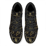 Gold And Black Pisces Sign Print High Top Leather Sneakers