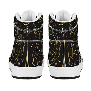 Gold And Black Pisces Sign Print High Top Leather Sneakers