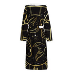 Gold And Black Pisces Sign Print Hooded Bathrobe