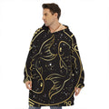 Gold And Black Pisces Sign Print Hoodie Blanket