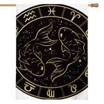 Gold And Black Pisces Sign Print House Flag