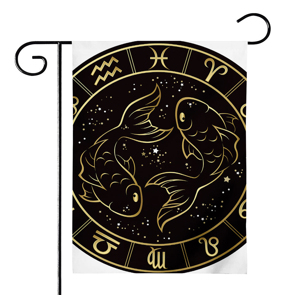 Gold And Black Pisces Sign Print House Flag