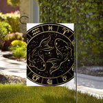 Gold And Black Pisces Sign Print House Flag