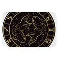 Gold And Black Pisces Sign Print Indoor Door Mat