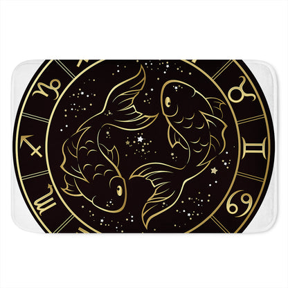 Gold And Black Pisces Sign Print Indoor Door Mat