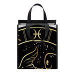 Gold And Black Pisces Sign Print Insulated Lunch Tote