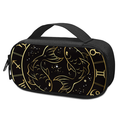 Gold And Black Pisces Sign Print Insulin Cooler Travel Case