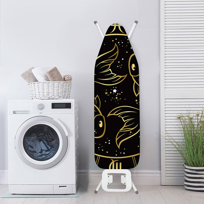 Gold And Black Pisces Sign Print Ironing Board Cover