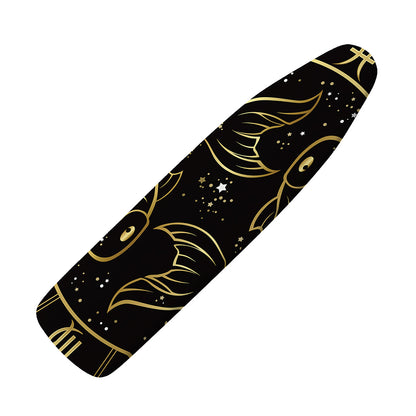 Gold And Black Pisces Sign Print Ironing Board Cover