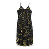 Gold And Black Pisces Sign Print Jersey Midi Cami Dress