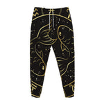 Gold And Black Pisces Sign Print Jogger Pants