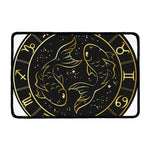 Gold And Black Pisces Sign Print Kitchen Mat