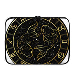 Gold And Black Pisces Sign Print Laptop Sleeve