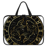 Gold And Black Pisces Sign Print Laptop Sleeve With Handle
