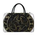 Gold And Black Pisces Sign Print Leather Duffel Bag