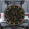 Gold And Black Pisces Sign Print Leather Spare Tire Cover