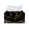 Gold And Black Pisces Sign Print Leather Tissue Box Cover