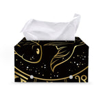 Gold And Black Pisces Sign Print Leather Tissue Box Cover