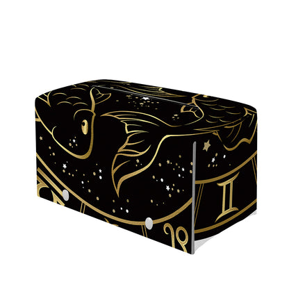 Gold And Black Pisces Sign Print Leather Tissue Box Cover