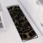 Gold And Black Pisces Sign Print Long Kitchen Mat