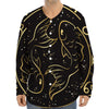 Gold And Black Pisces Sign Print Long Sleeve Baseball Jersey