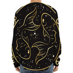 Gold And Black Pisces Sign Print Long Sleeve Baseball Jersey