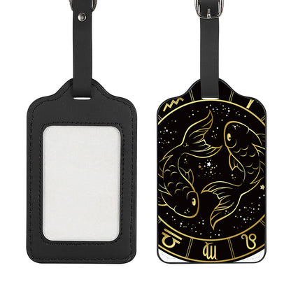 Gold And Black Pisces Sign Print Luggage Tag