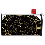 Gold And Black Pisces Sign Print Mailbox Cover