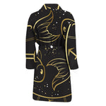 Gold And Black Pisces Sign Print Men's Bathrobe