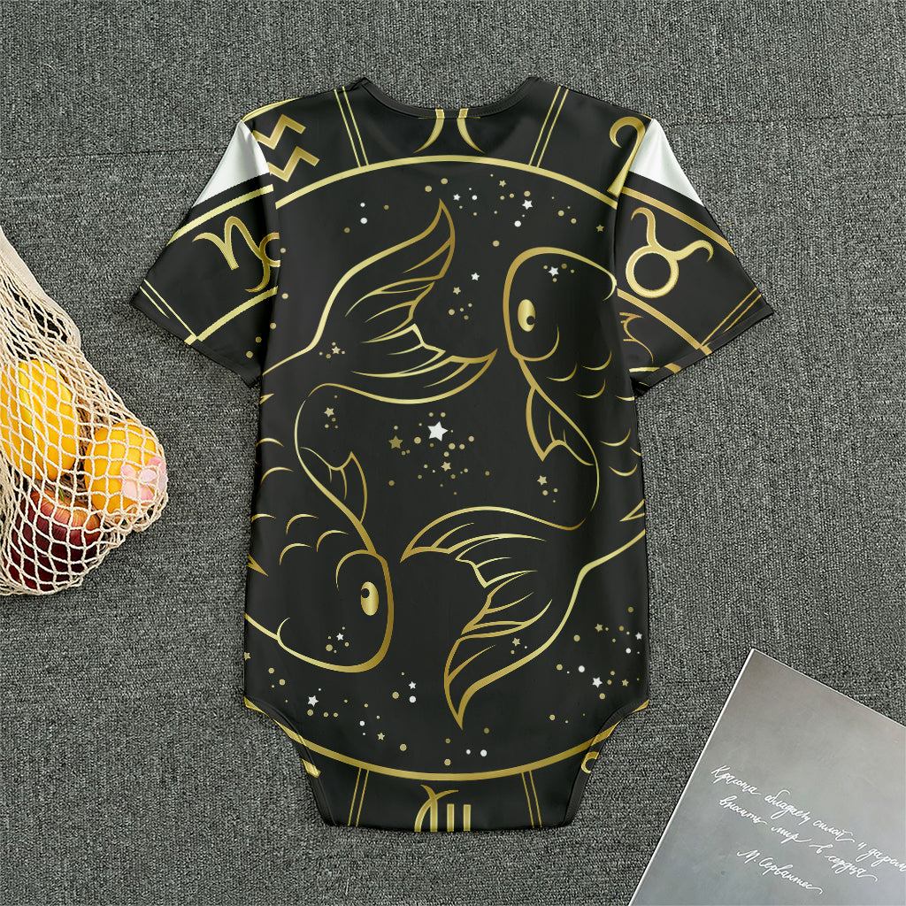 Gold And Black Pisces Sign Print Men's Bodysuit