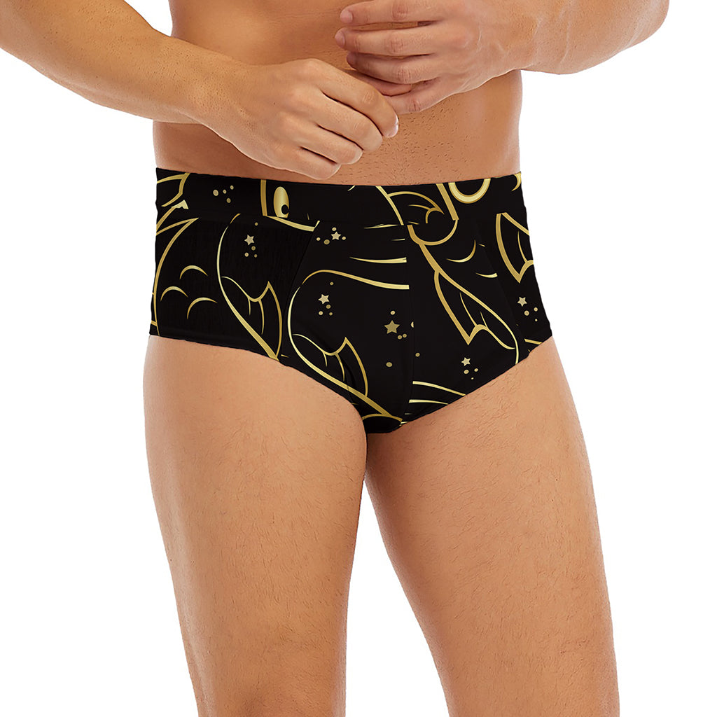 Gold And Black Pisces Sign Print Men's Briefs