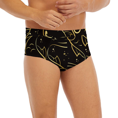 Gold And Black Pisces Sign Print Men's Briefs
