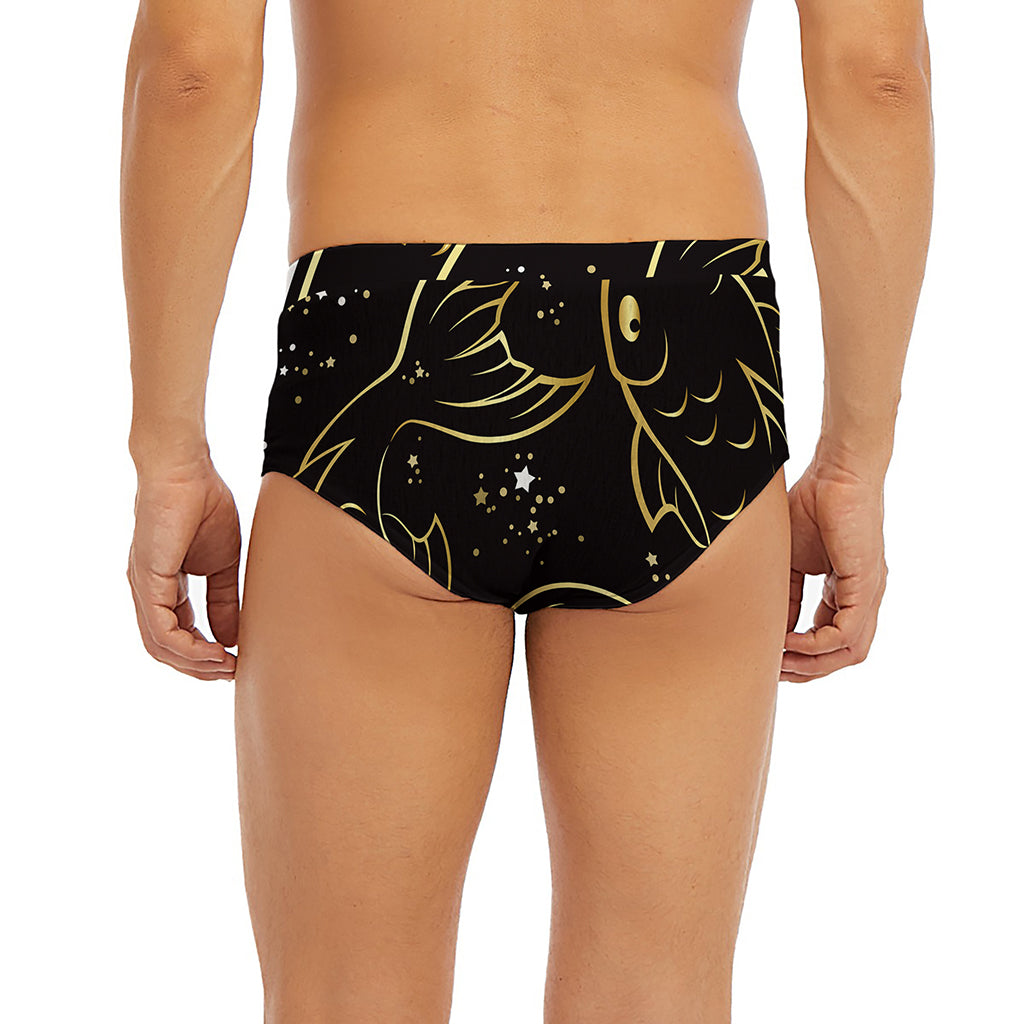 Gold And Black Pisces Sign Print Men's Briefs