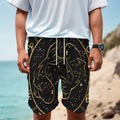 Gold And Black Pisces Sign Print Men's Cargo Shorts