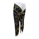 Gold And Black Pisces Sign Print Men's Compression Pants