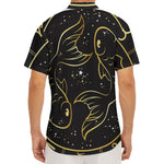 Gold And Black Pisces Sign Print Men's Deep V-Neck Shirt