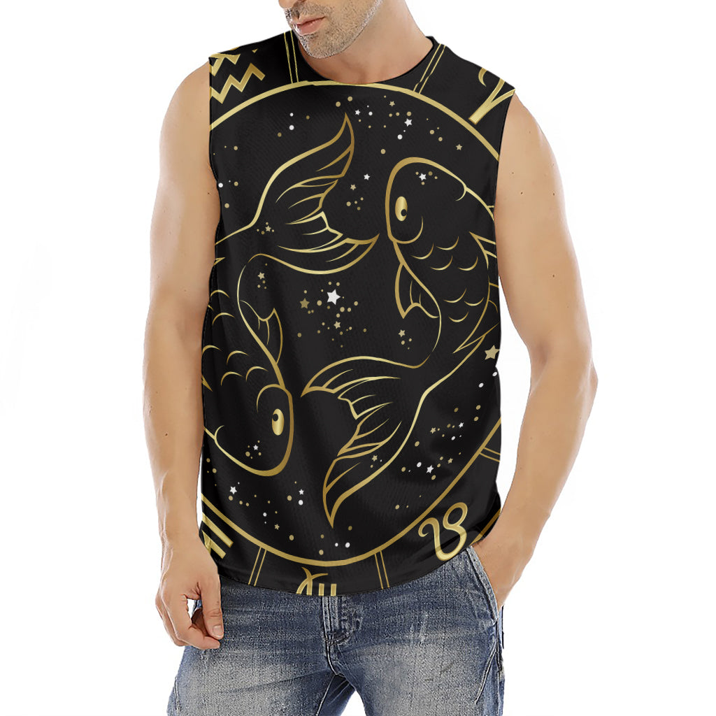 Gold And Black Pisces Sign Print Men's Fitness Tank Top