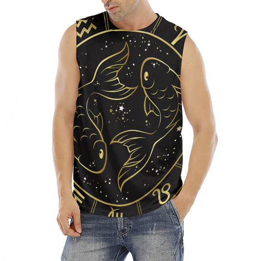 Gold And Black Pisces Sign Print Men's Fitness Tank Top