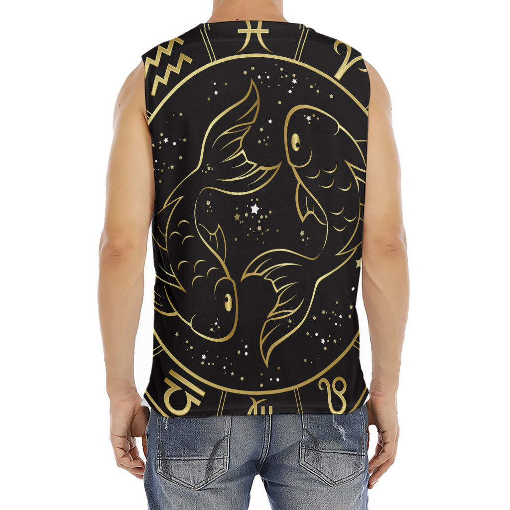 Gold And Black Pisces Sign Print Men's Fitness Tank Top