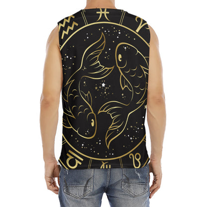 Gold And Black Pisces Sign Print Men's Fitness Tank Top