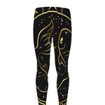 Gold And Black Pisces Sign Print Men's leggings