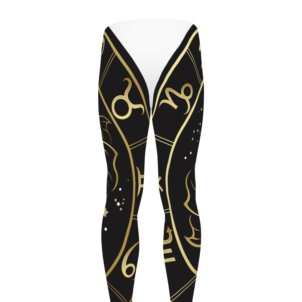 Gold And Black Pisces Sign Print Men's leggings