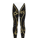 Gold And Black Pisces Sign Print Men's leggings