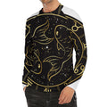 Gold And Black Pisces Sign Print Men's Long Sleeve Rash Guard