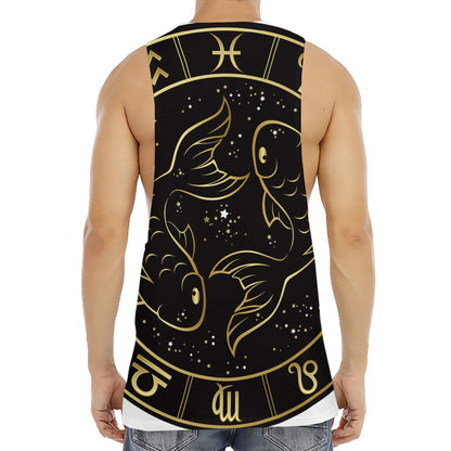 Gold And Black Pisces Sign Print Men's Muscle Tank Top