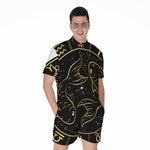 Gold And Black Pisces Sign Print Men's Rompers
