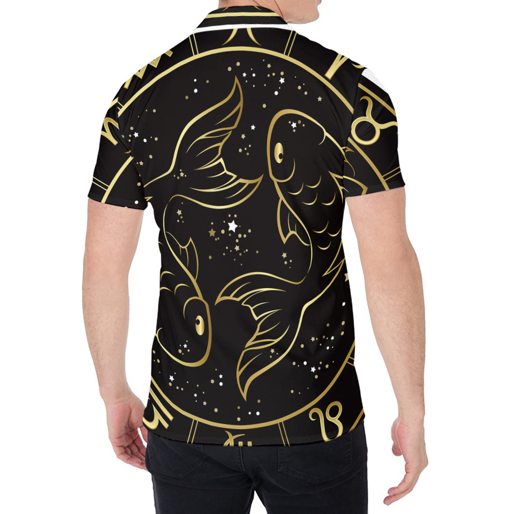 Gold And Black Pisces Sign Print Men's Shirt