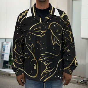 Gold And Black Pisces Sign Print Men's Shirt Jacket