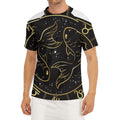 Gold And Black Pisces Sign Print Men's Short Sleeve Rash Guard